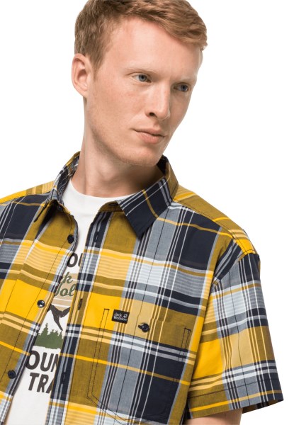 Origineel Stevig Geel Xt Checks Little Lake Overhemd M Jack Wolfskin