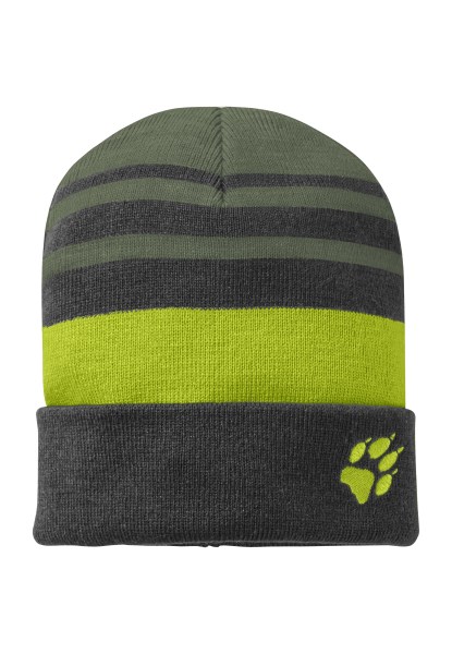 Collectie Tijmgroen Gestreepte Gebreide Muts K Jack Wolfskin