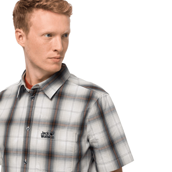 New Jack Wolfskin Heren Hot Chili Overhemd Stoffige Grijze Ruiten