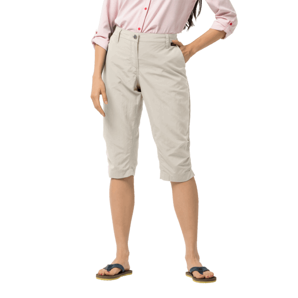 Merk Stoffige Grijze Jack Wolfskin Kalahari 3/4 Broek Voor Dames
