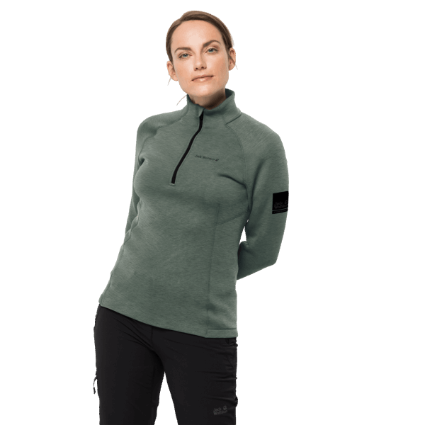 Hedge Green Hot Jack Wolfskin Atletische 1/2 Ritssluiting Voor Dames