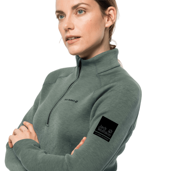 Hedge Green Hot Jack Wolfskin Atletische 1/2 Ritssluiting Voor Dames