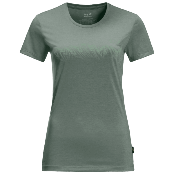 Dames Crosstrail Graphic T Jack Wolfskin Merk Hedge Green