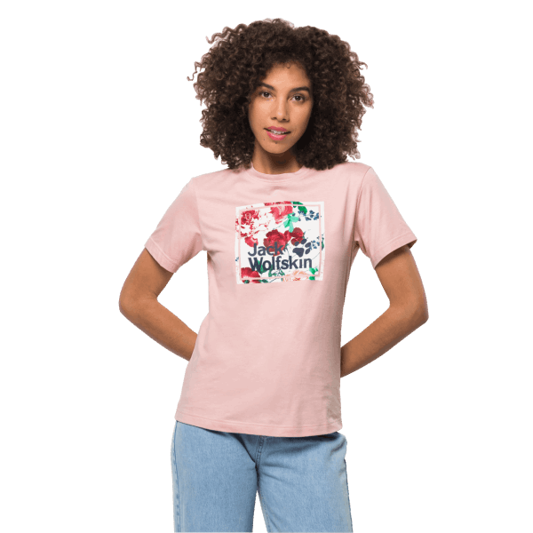 Jack Wolfskin Bloemenlogo T-collectie Voor Dames Lichte Blos