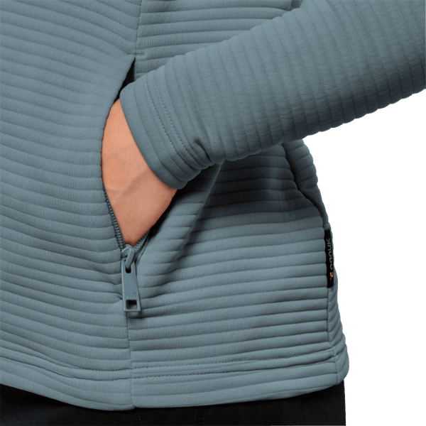 Teal Grijze Jack Wolfskin Collection Damesmodemode Damesjack Met Capuchon