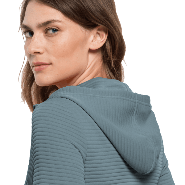 Teal Grijze Jack Wolfskin Collection Damesmodemode Damesjack Met Capuchon