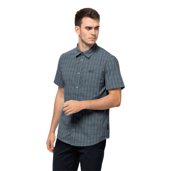 Jack Wolfskin Heren Stralen Stretch Vent Shirt Fashion Storm Grijze Ruiten