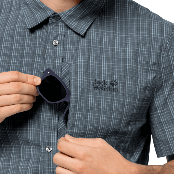 Jack Wolfskin Heren Stralen Stretch Vent Shirt Fashion Storm Grijze Ruiten