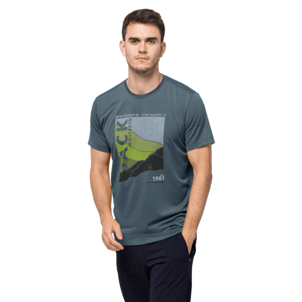 Jack Wolfskin Storm Grijze Crosstrail Graphic T-collecties Voor Heren