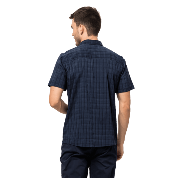 Jack Wolfskin Hot Heren Stralen Stretch Vent Overhemd Nachtblauw Geruit
