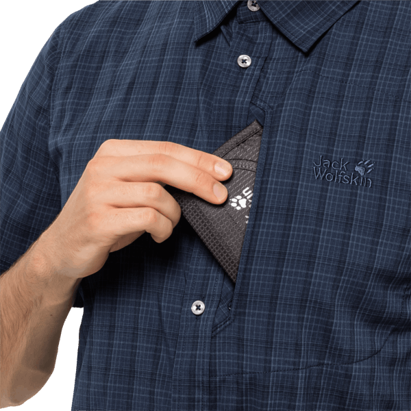 Jack Wolfskin Hot Heren Stralen Stretch Vent Overhemd Nachtblauw Geruit