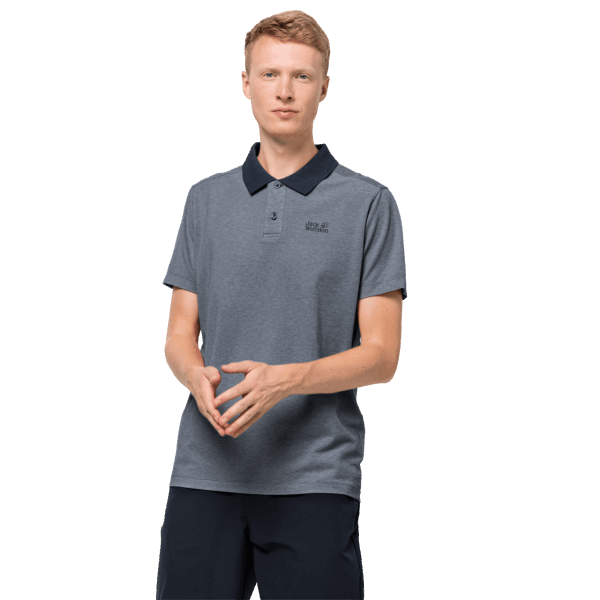 Heren Pique Polo Jack Wolfskin Nachtblauw Hot