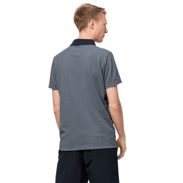 Heren Pique Polo Jack Wolfskin Nachtblauw Hot