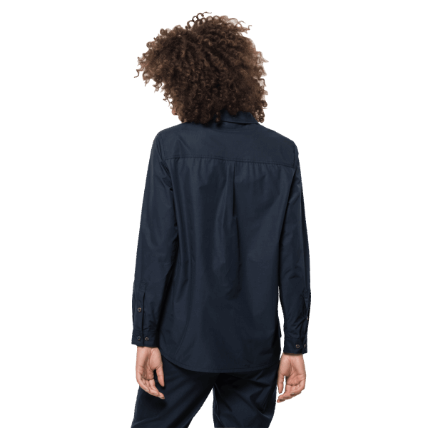 Dames Roll-up Shirt Aan Het Meer Nachtblauw Jack Wolfskin Origineel