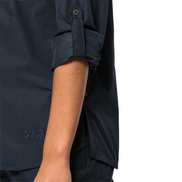 Dames Roll-up Shirt Aan Het Meer Nachtblauw Jack Wolfskin Origineel