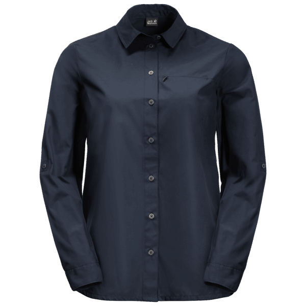 Dames Roll-up Shirt Aan Het Meer Nachtblauw Jack Wolfskin Origineel