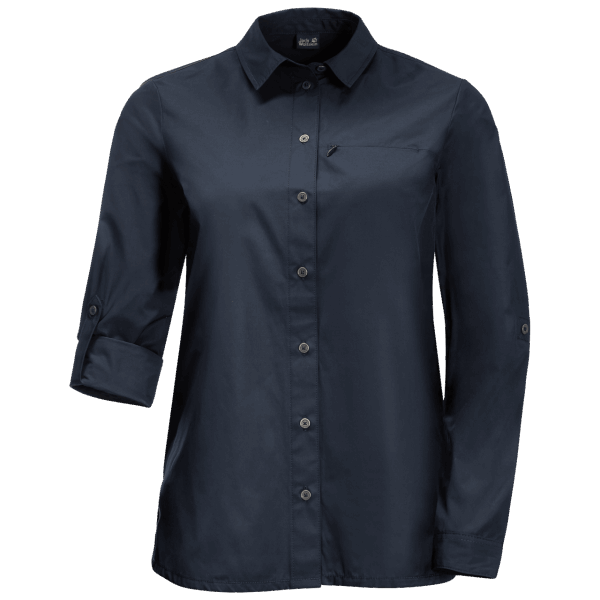 Dames Roll-up Shirt Aan Het Meer Nachtblauw Jack Wolfskin Origineel