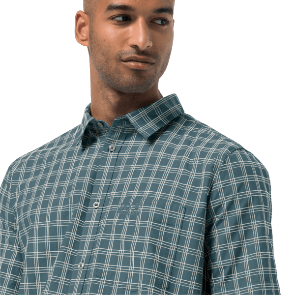 Blauwgroen Geruit Jack Wolfskin Collectie Warmwaterbronnen Herenoverhemd