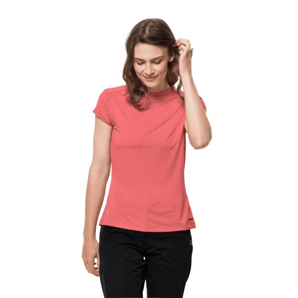 Origin Jack Wolfskin Dames Tasman Korte Mouw Desert Rose
