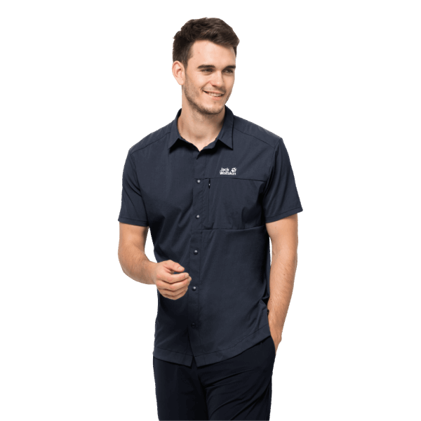 Heren Pack & Go Shirt Nachtblauw Merk Jack Wolfskin