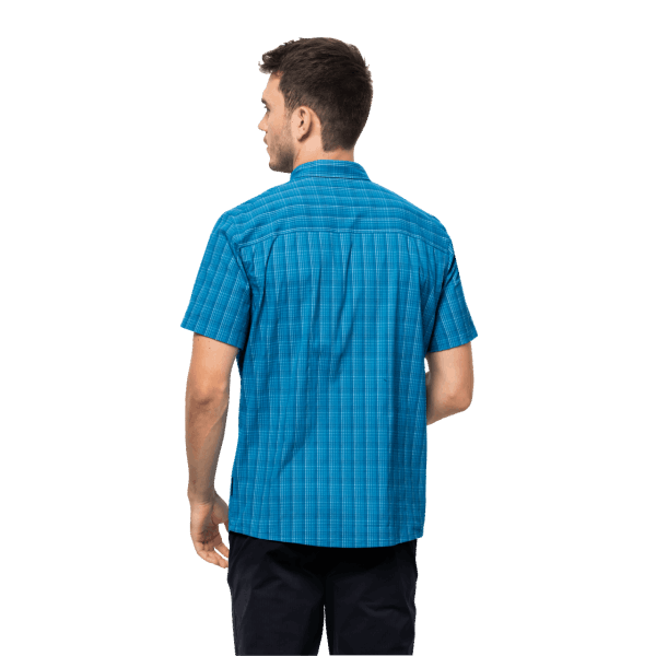 Jack Wolfskin Best Blue Pacific Checks Heren Hemd Met Stretch Ventilatieopeningen
