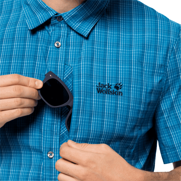 Jack Wolfskin Best Blue Pacific Checks Heren Hemd Met Stretch Ventilatieopeningen