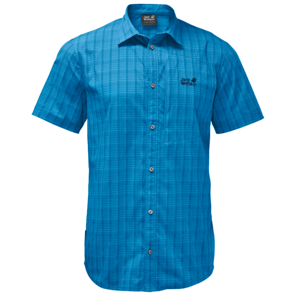 Jack Wolfskin Best Blue Pacific Checks Heren Hemd Met Stretch Ventilatieopeningen