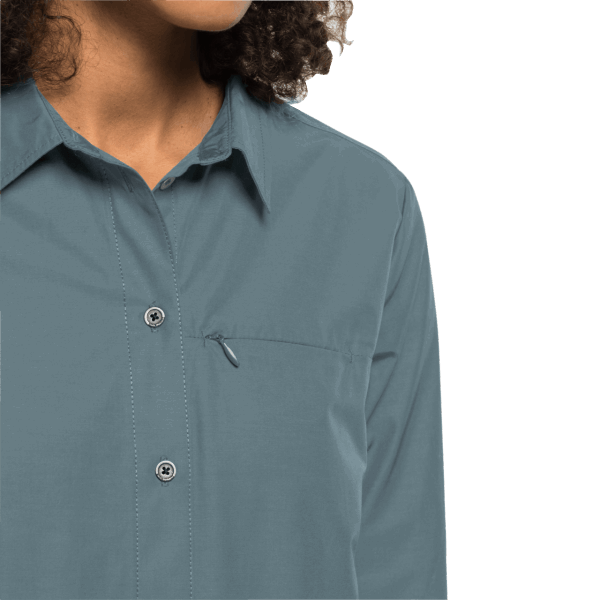 Oprolbaar Damesoverhemd Aan Het Meer Best Jack Wolfskin Teal Grey