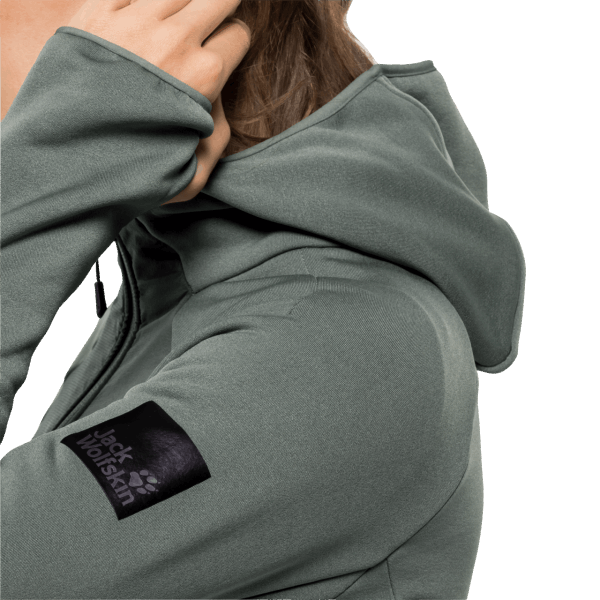 Merken Hedge Green Tasman Cloud Fleece Jack Wolfskin Voor Dames