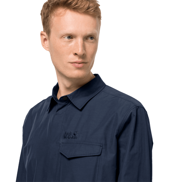 Jack Wolfskin Heren Lakeside Roll-up Shirt Nachtblauw Origineel