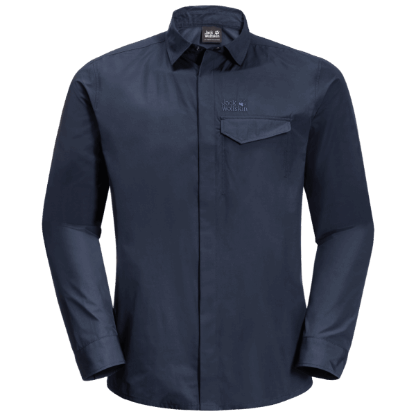 Jack Wolfskin Heren Lakeside Roll-up Shirt Nachtblauw Origineel
