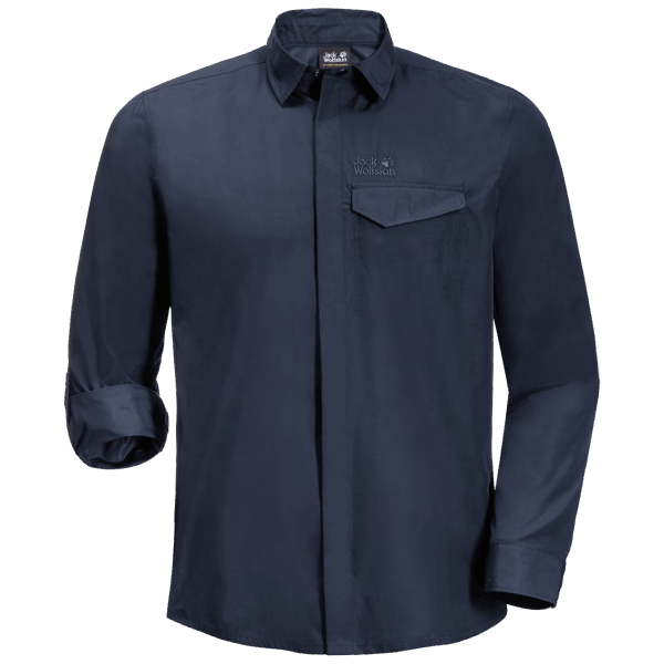 Jack Wolfskin Heren Lakeside Roll-up Shirt Nachtblauw Origineel