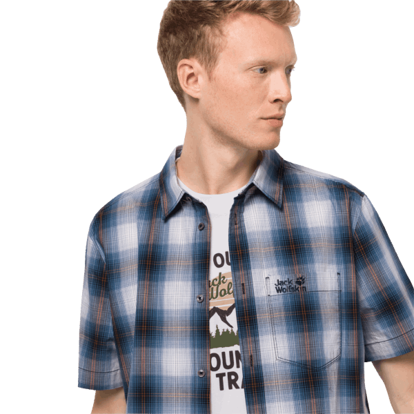 Fashion Nachtblauw Geruit Jack Wolfskin Hot Chili Herenoverhemd