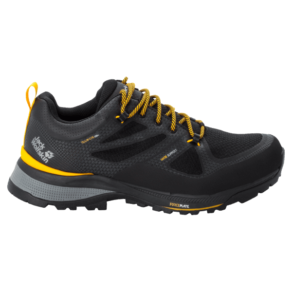 Heren Force Striker Texapore Low Jack Wolfskin Zwart-potig Geel Xt Nieuw