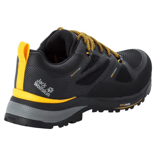 Heren Force Striker Texapore Low Jack Wolfskin Zwart-potig Geel Xt Nieuw