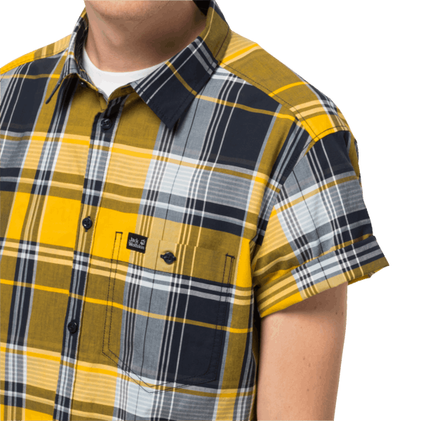 Jack Wolfskin Nieuw Little Lake-overhemd Voor Heren Potig Geel Xt Checks