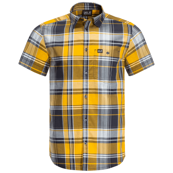 Jack Wolfskin Nieuw Little Lake-overhemd Voor Heren Potig Geel Xt Checks