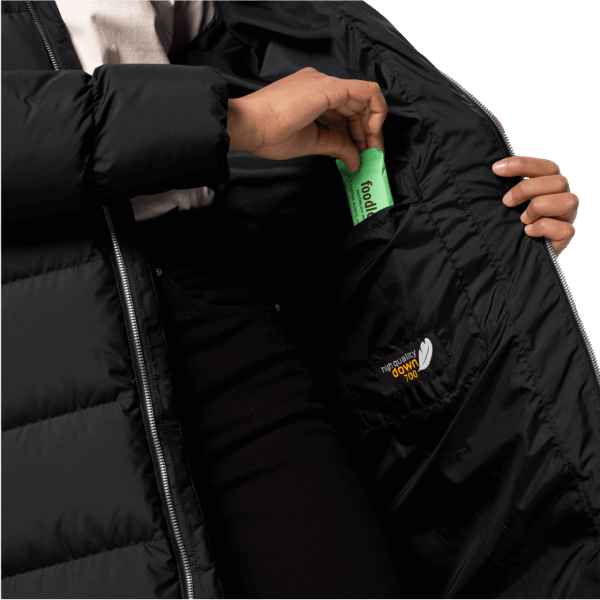 Jack Wolfskin Collections Zwarte Bevroren Paleisjas Voor Dames