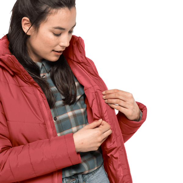 Jas Jack Wolfskin, Noord York, Origineel Koraalrood Voor Dames