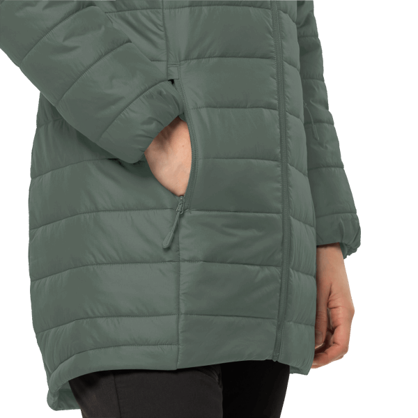 Merken Hedge Green Jack Wolfskin Geïsoleerde Bergland Jas Voor Dames