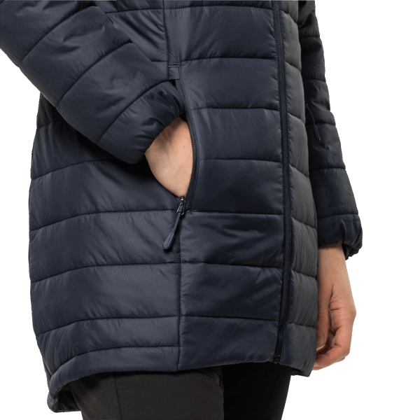 Originele Nachtblauwe Geïsoleerde Bergland Jas Jack Wolfskin Voor Dames
