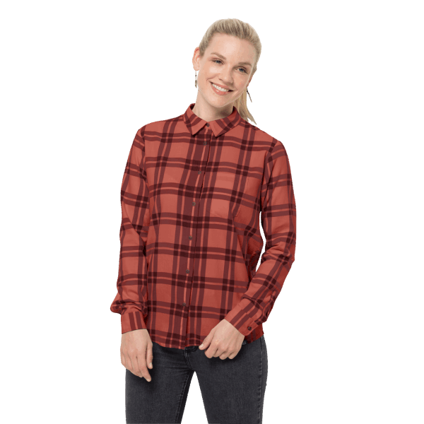 Jack Wolfskin Brands Herfstrood Geruit Passagiershemd Voor Dames
