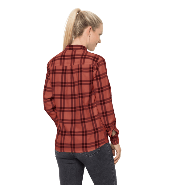 Jack Wolfskin Brands Herfstrood Geruit Passagiershemd Voor Dames