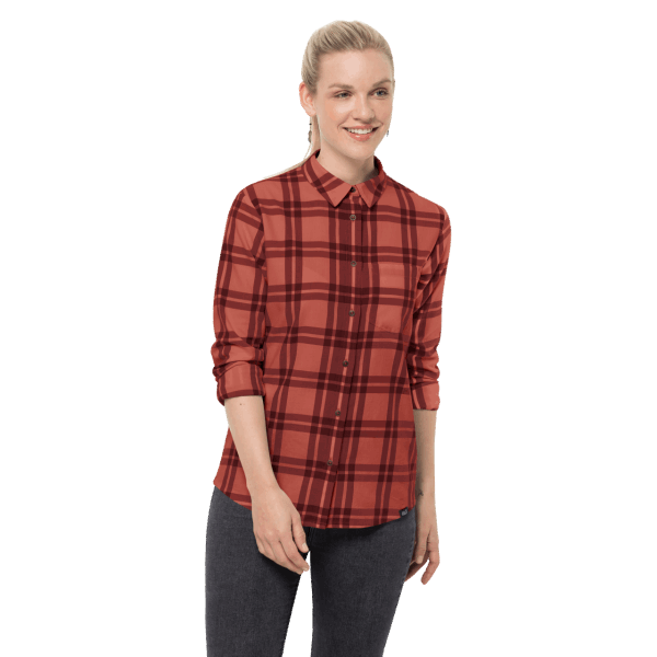 Jack Wolfskin Brands Herfstrood Geruit Passagiershemd Voor Dames