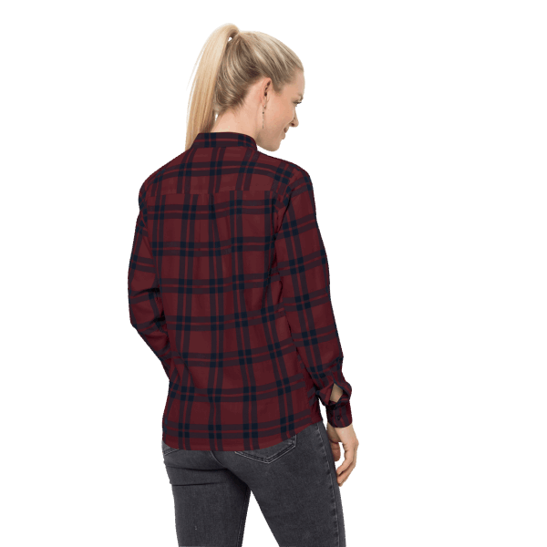 Jack Wolfskin Passagiershemd Voor Dames Hot Cordovan Rode Ruiten