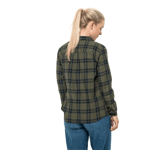 Nachtblauw Geruit Jack Wolfskin Passagiershemd Voor Dames Nieuw