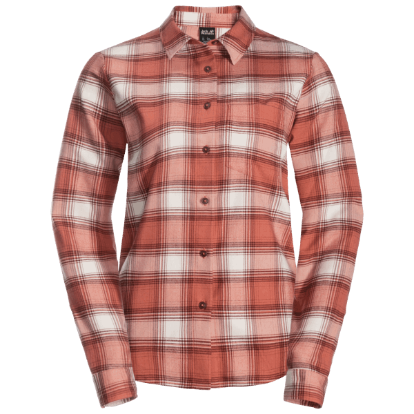 Herfst Rood Geruit Fashion Jack Wolfskin Dames Wanderweg-shirt