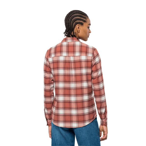 Herfst Rood Geruit Fashion Jack Wolfskin Dames Wanderweg-shirt
