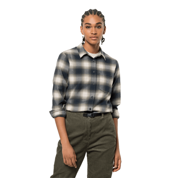 Night Blue Checks Dames Wanderweg Shirt Jack Wolfskin Collecties