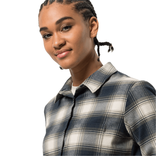 Night Blue Checks Dames Wanderweg Shirt Jack Wolfskin Collecties